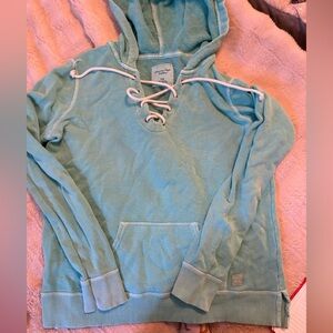 American Eagle Outfitters Teal Lace-Up Hoodie